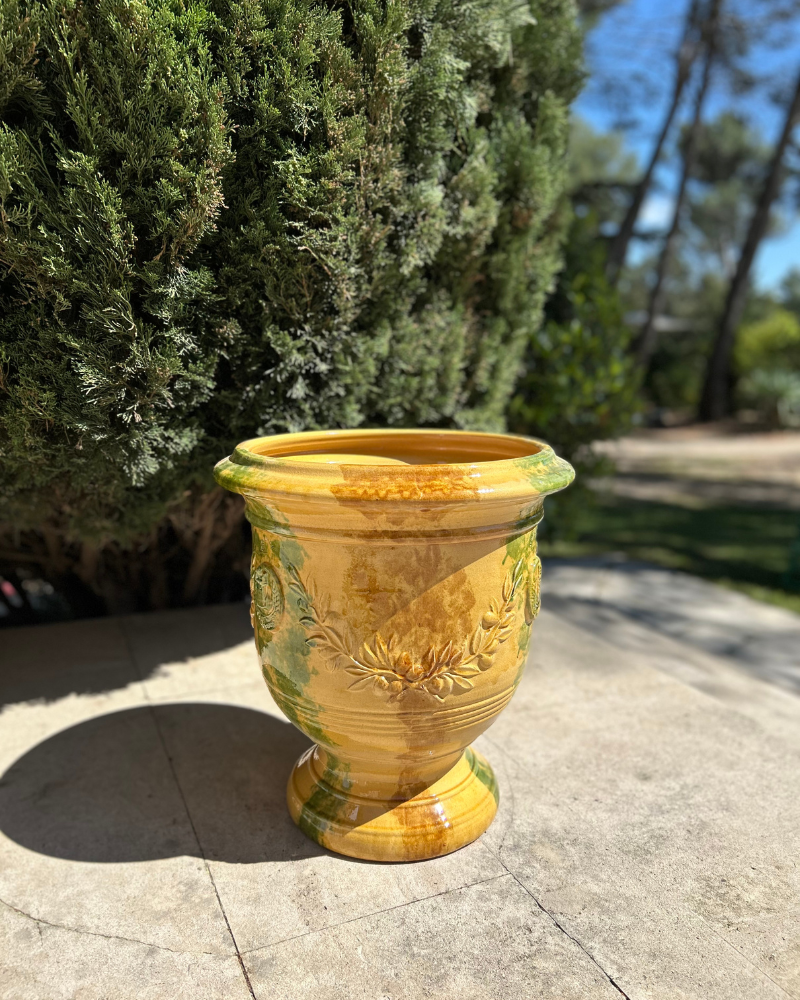 VASE ANDUZ FLAMME Jaune/Vert en extérieur